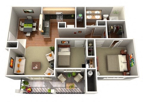 Sunflower Floor Plan 2 Bedroom 1 Bath Apartments in Glendale AZ